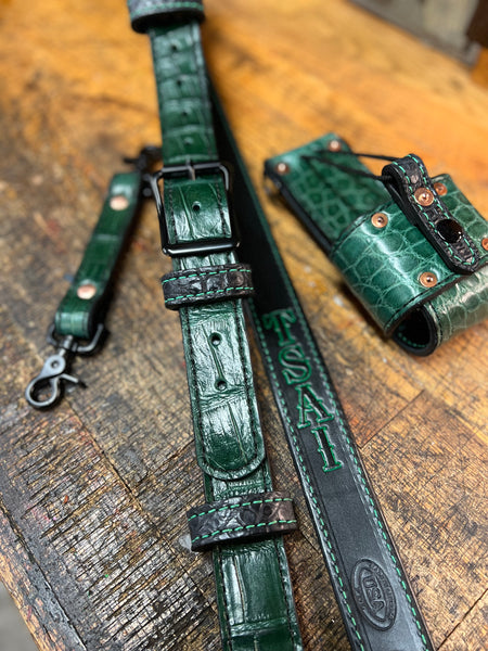 American Alligator Lined Radio Strap Set
