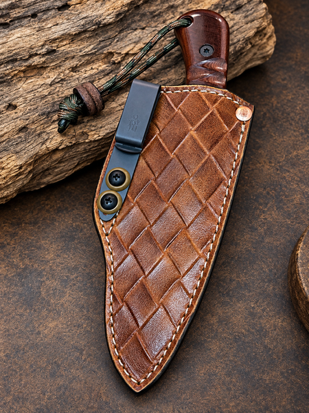 Embossed Pattern Fixed Blade Pocket Carry Sheath / Medium