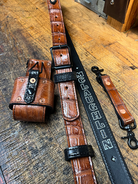 American Alligator Lined Radio Strap Set