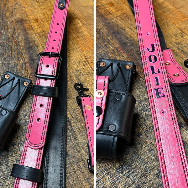 Leather Lined Radio Strap Set Builder ( DOUBLE LINE STITCHED)