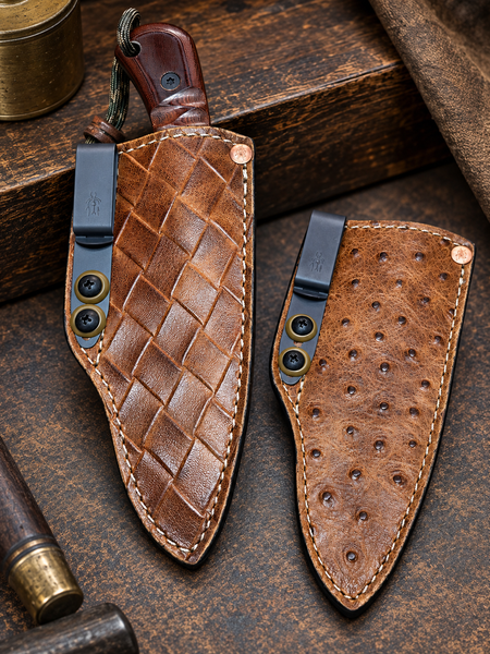 Embossed Pattern Fixed Blade Pocket Carry Sheath / Medium
