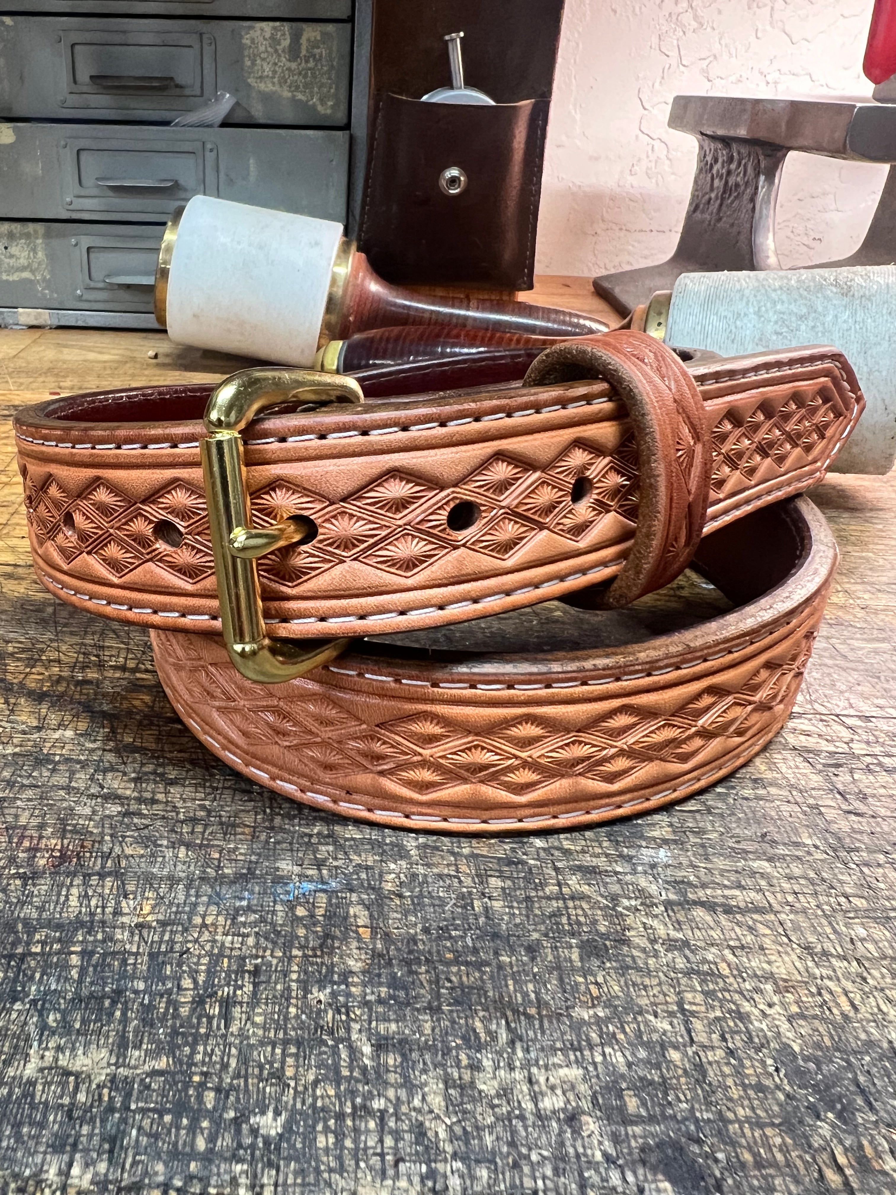 Handmade Custom Tooled & Stamped Belt - F.D. Leatherworks Handmade Custom Tooled & Stamped Belt - F.D. Leatherworks