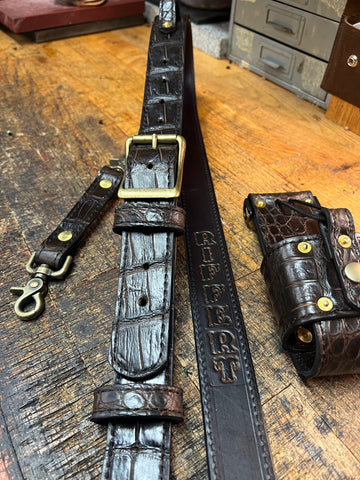 American Alligator Lined Radio Strap Set