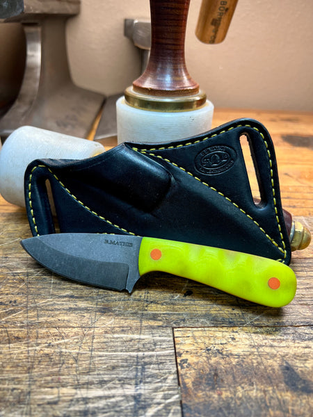 "Mini Hiker & EDC"  Fixed Blade Knife "NEON YELLOW"