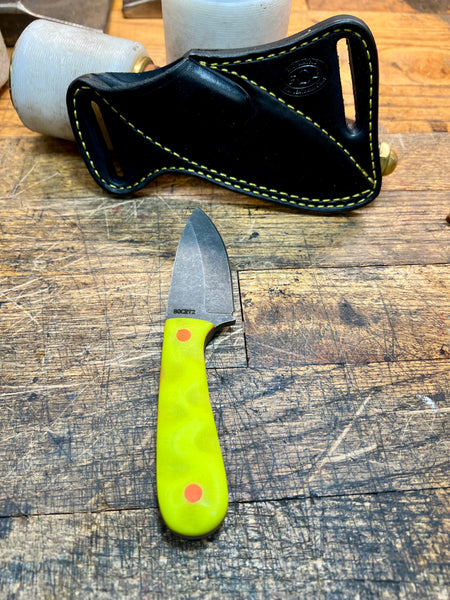 "Mini Hiker & EDC"  Fixed Blade Knife "NEON YELLOW"