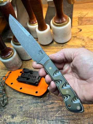 Custom Forged Medium Hunter / G10 Green/Tan