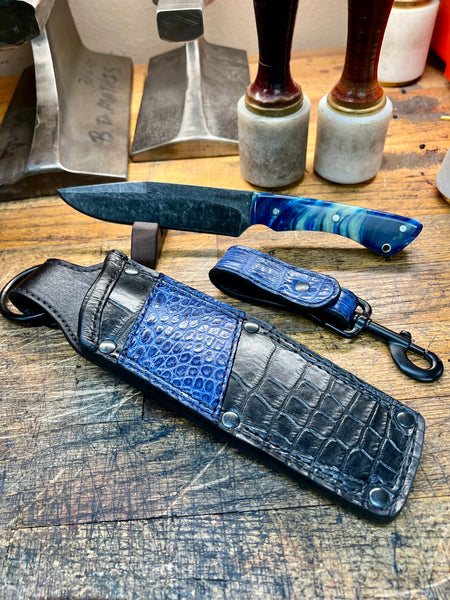 Custom Forged Large Hunter Blue /Swirl
