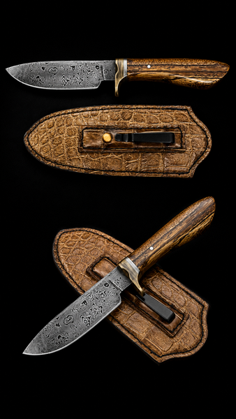 Forged Damascus Hidden Tang Hunting Knife