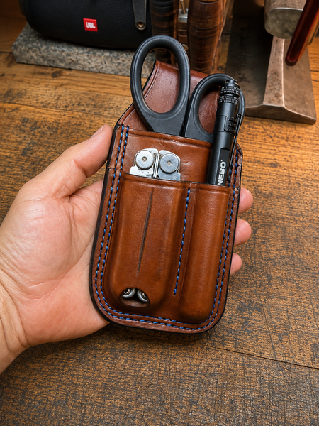 EMS Trauma Shear / Multi Tool / Flashlight Combo Leather Sheath