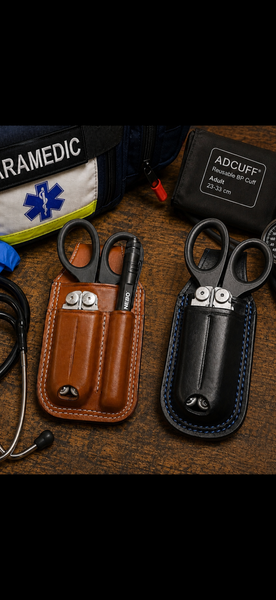 EMS Trauma Shear / Multi Tool / Flashlight Combo Leather Sheath