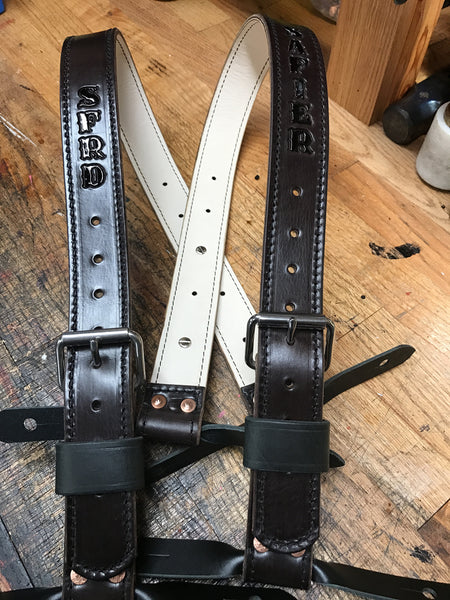 LEATHER LINED / Leather Bunker Gear Suspenders 1 3/4" Wide