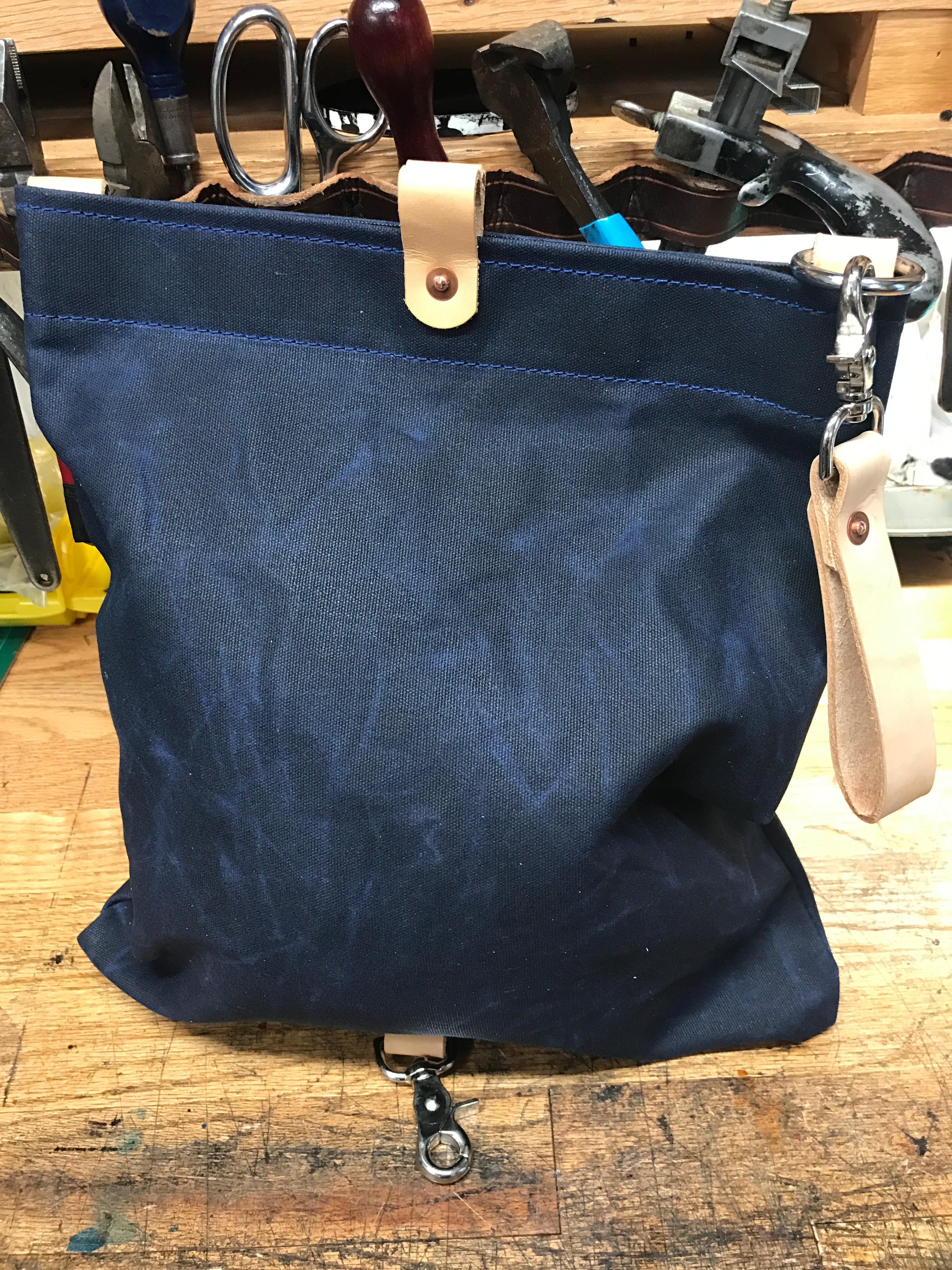 Denim Blue Canvas Aren Shoulder Bag