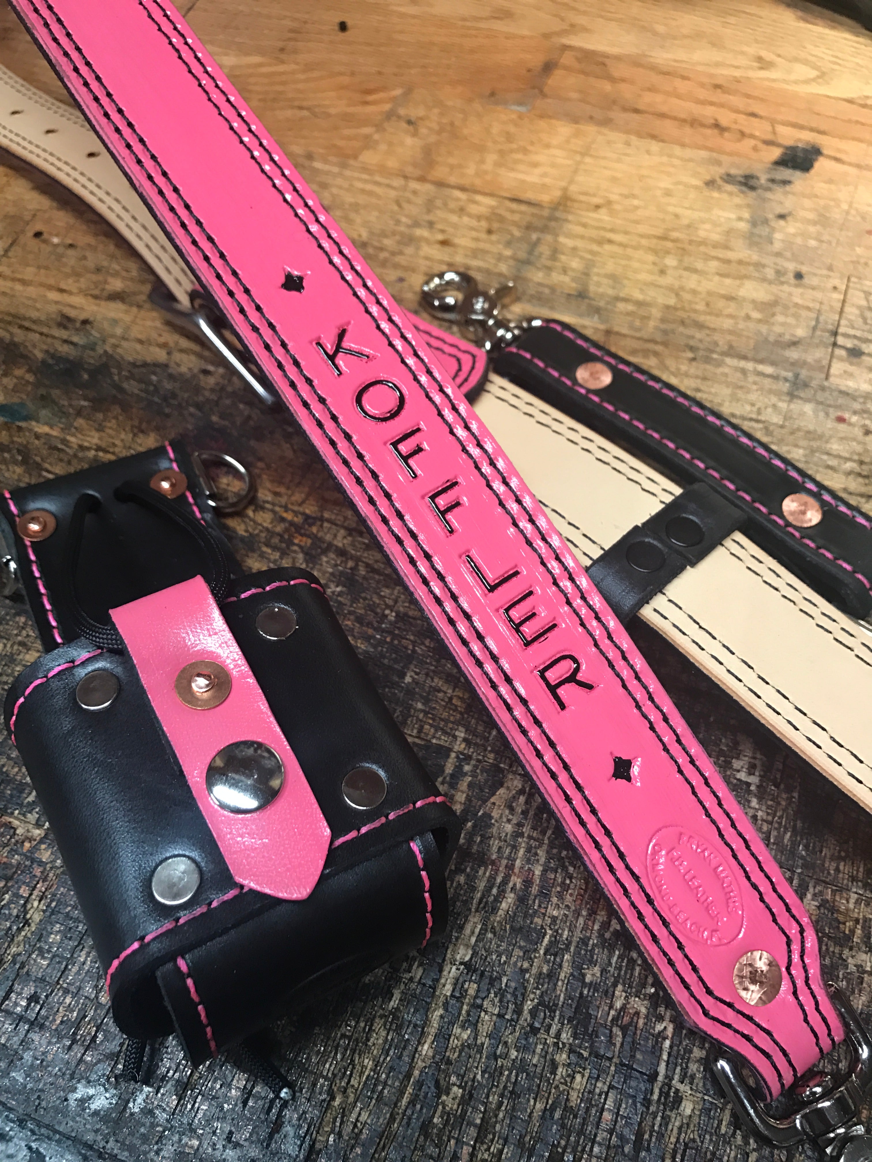 FDL Ultra-Premium Pink and Black Radio Strap Set - F.D. Leatherworks