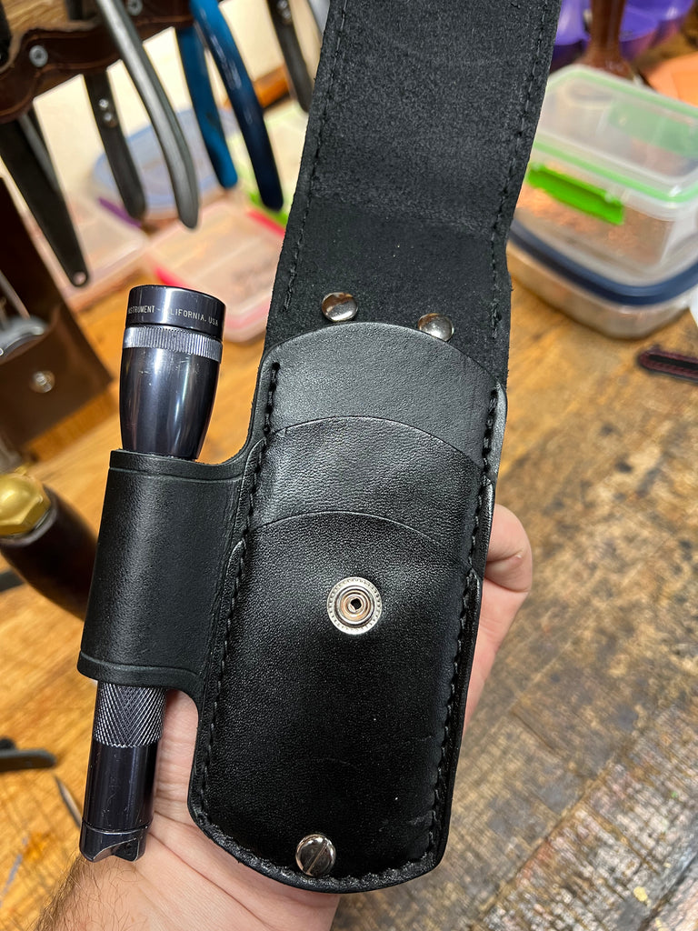 3 Pocket Tool Sleeve with Flap closure - F.D. Leatherworks