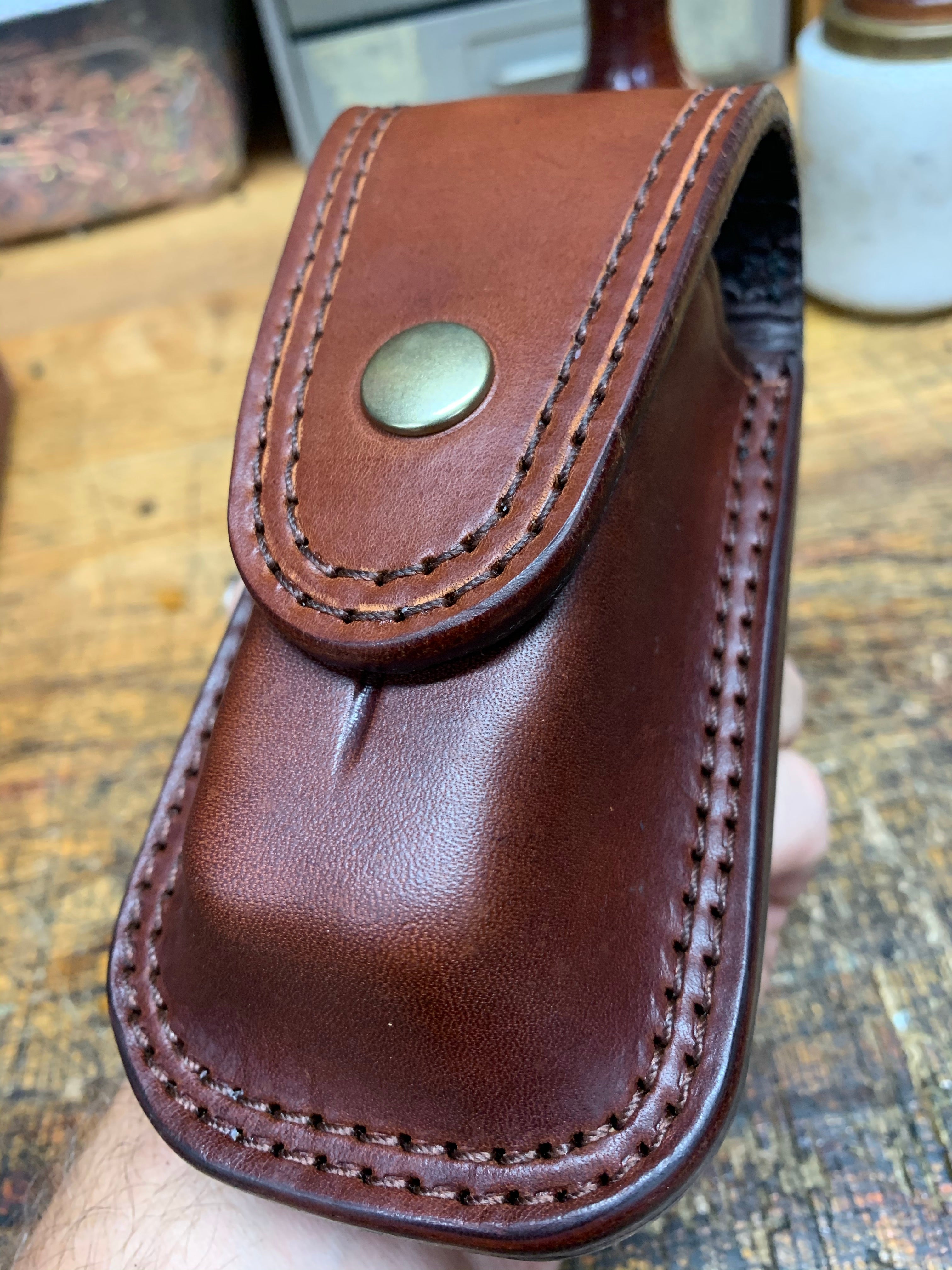 Personalised Leather Case for Leatherman Micra Multi-tool - Brown
