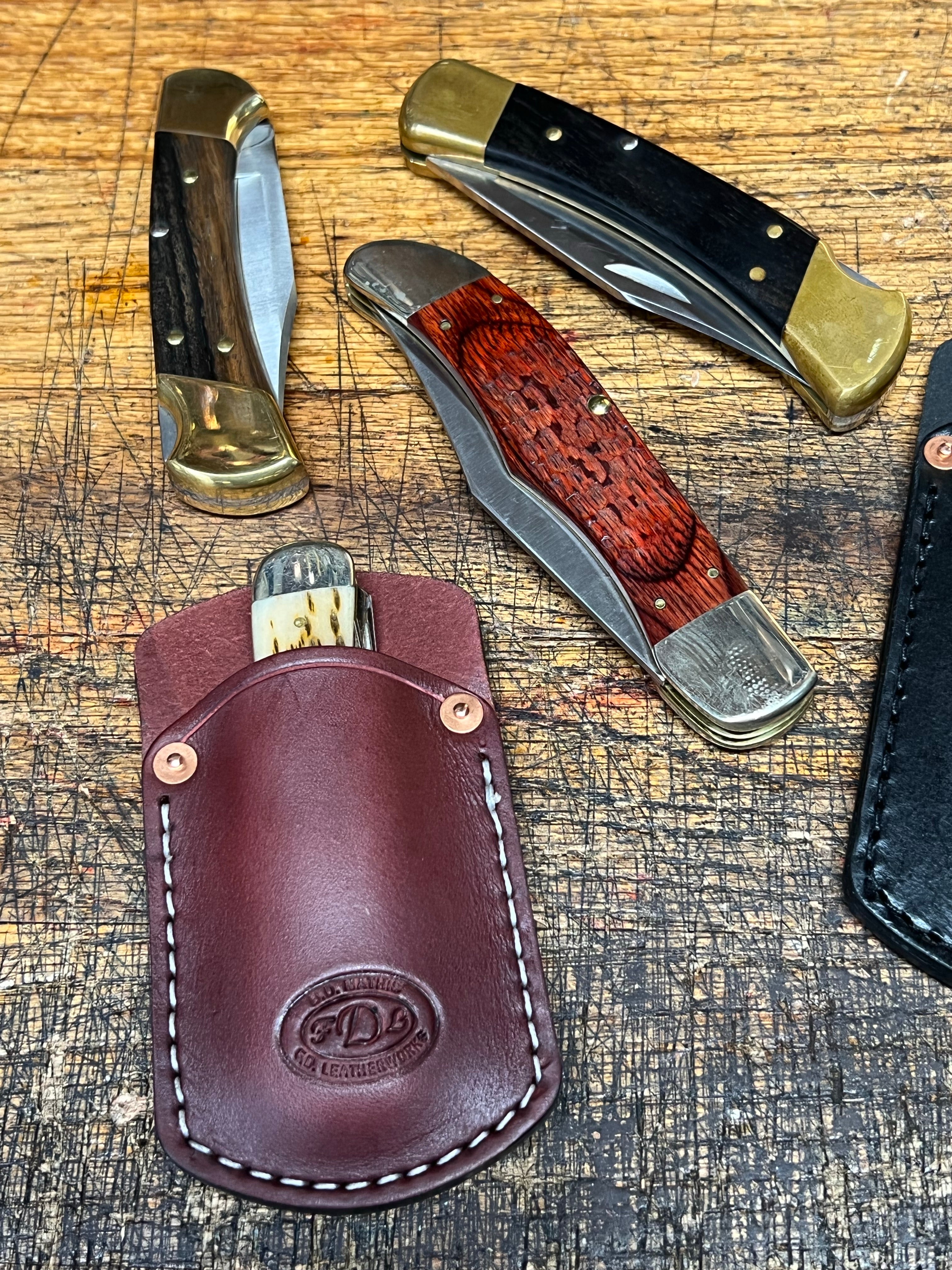 Custom USA Brown Leather Fixed 4 Blade Dagger Knife Boot Belt Clip Sheath  - ePrague, LLC